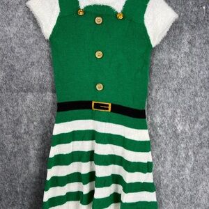 Green and White Striped Christmas dress nwt